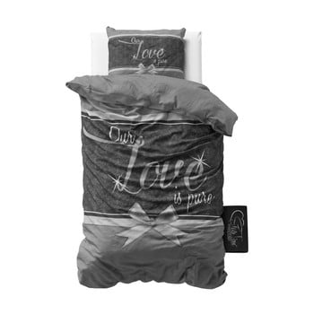 Lenjerie din bumbac pentru pat de o persoană sleeptime pure love, 140 x 220 cm, gri