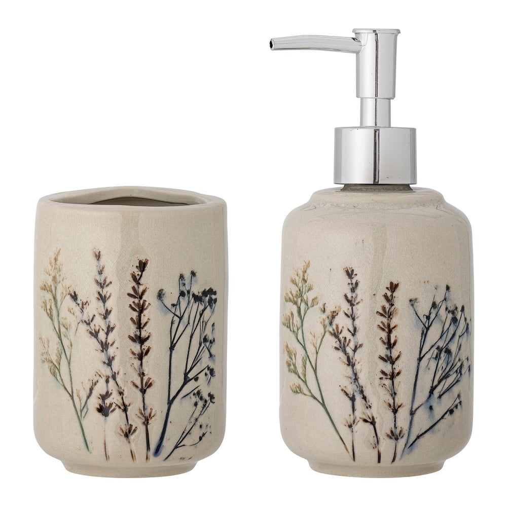 Set de accesorii de baie crem din gresie ceramică Bea – Bloomingville