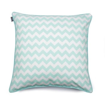 Față de pernă WeLoveBeds Zig Zag, 60 x 60 cm, alb-verde mentă