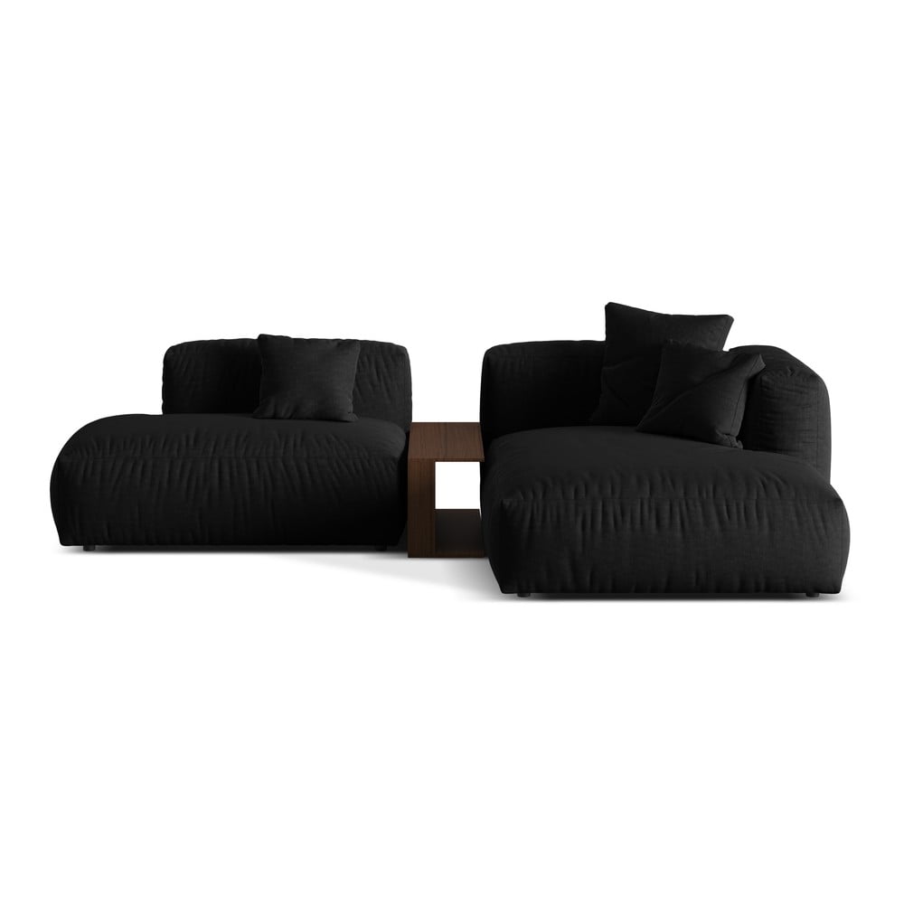 Colțar modular negru (cu colț pe partea dreaptă) Martina – Micadoni Home