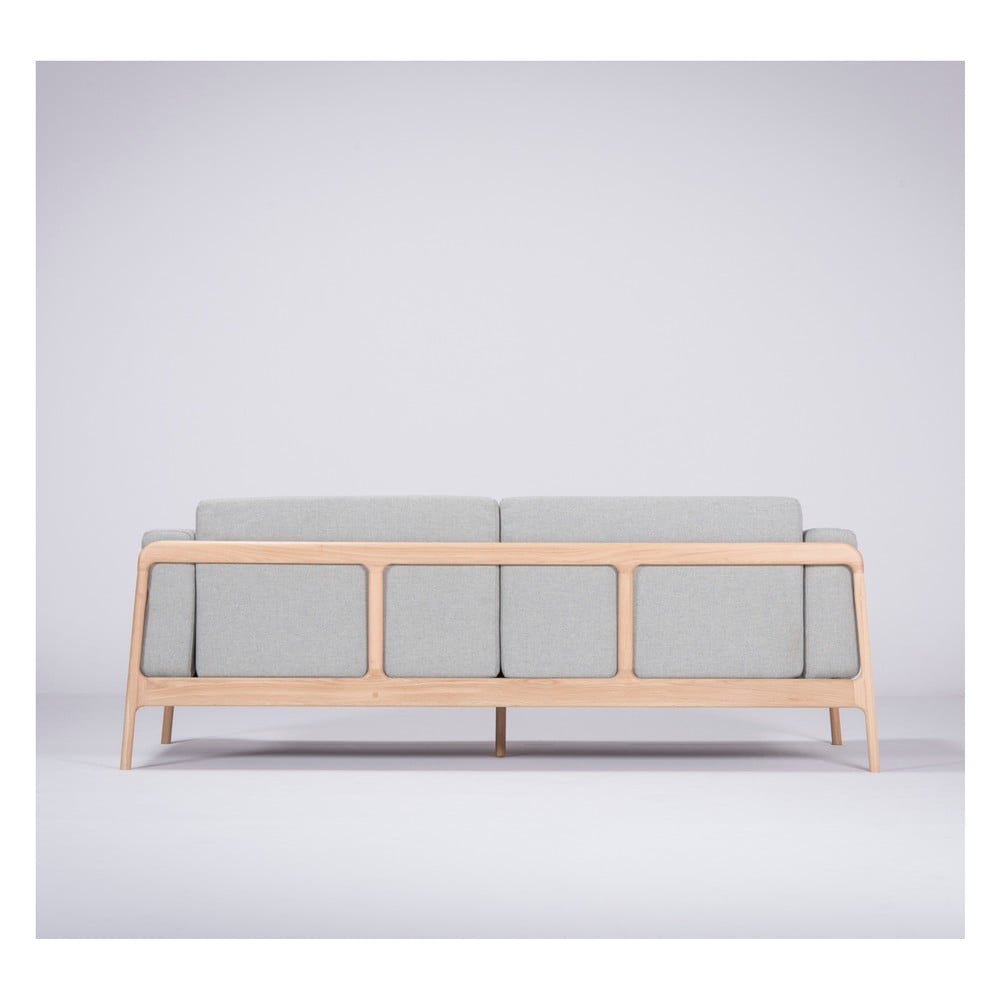 Canapea cu structură din lemn de stejar Gazzda Fawn, 210 cm, albastru – gri 210 imagine noua somnexpo.ro
