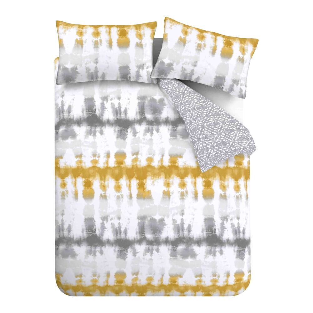 Lenjerie de pat din bumbac galben-cenușiu 200×200 cm Hermosa – Pineapple Elephant 200x200 imagine noua somnexpo.ro