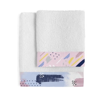 Set 2 prosoape din bumbac blanc tempera