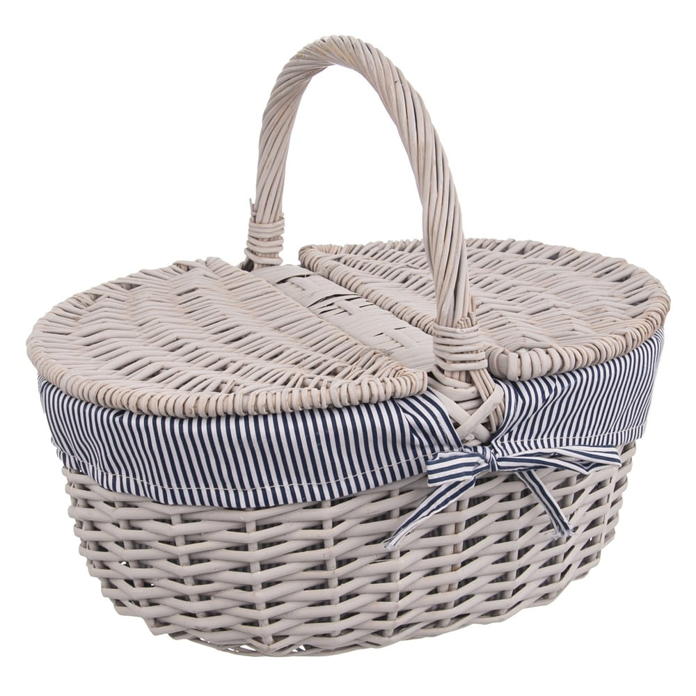 Coș picnic din răchită dakls anna, gri