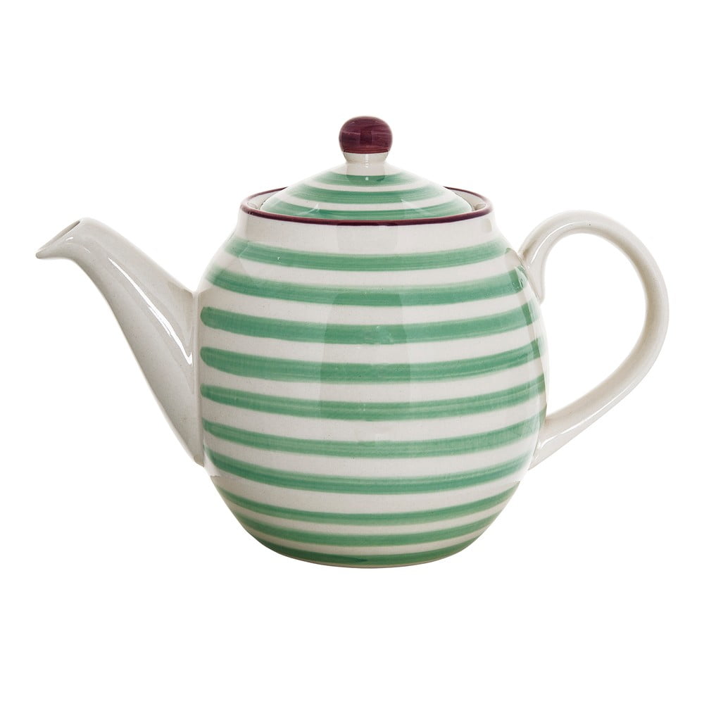Ceainic din gresie ceramică Bloomingville Patrizia, 1,2 l, alb-verde Bloomingville imagine 2022