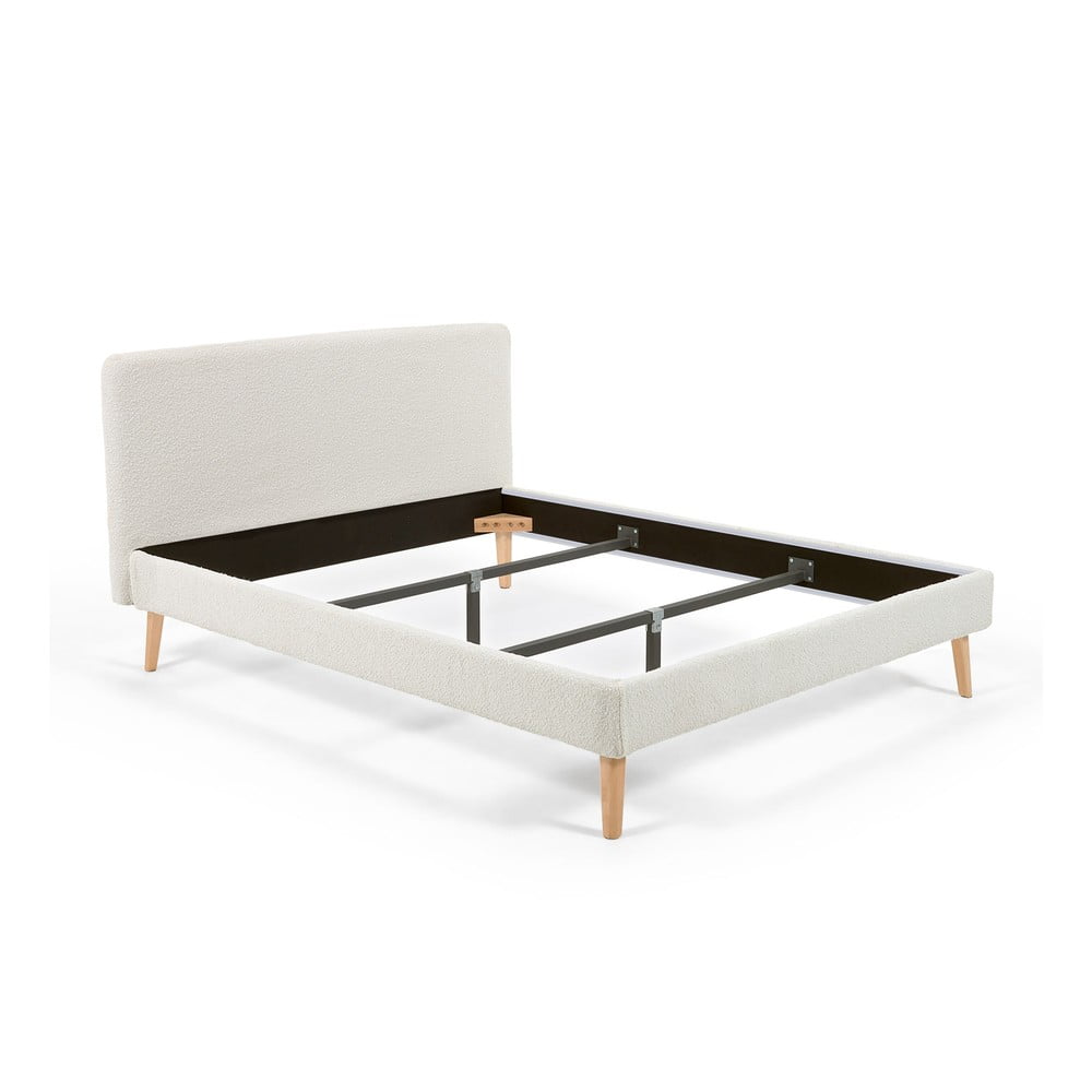 Pat dublu kave home lydia, 160 x 200 cm, gri deschis