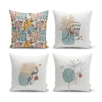 Set 4 fețe de pernă decorative minimalist cushion covers minimalist face, 45 x 45 cm