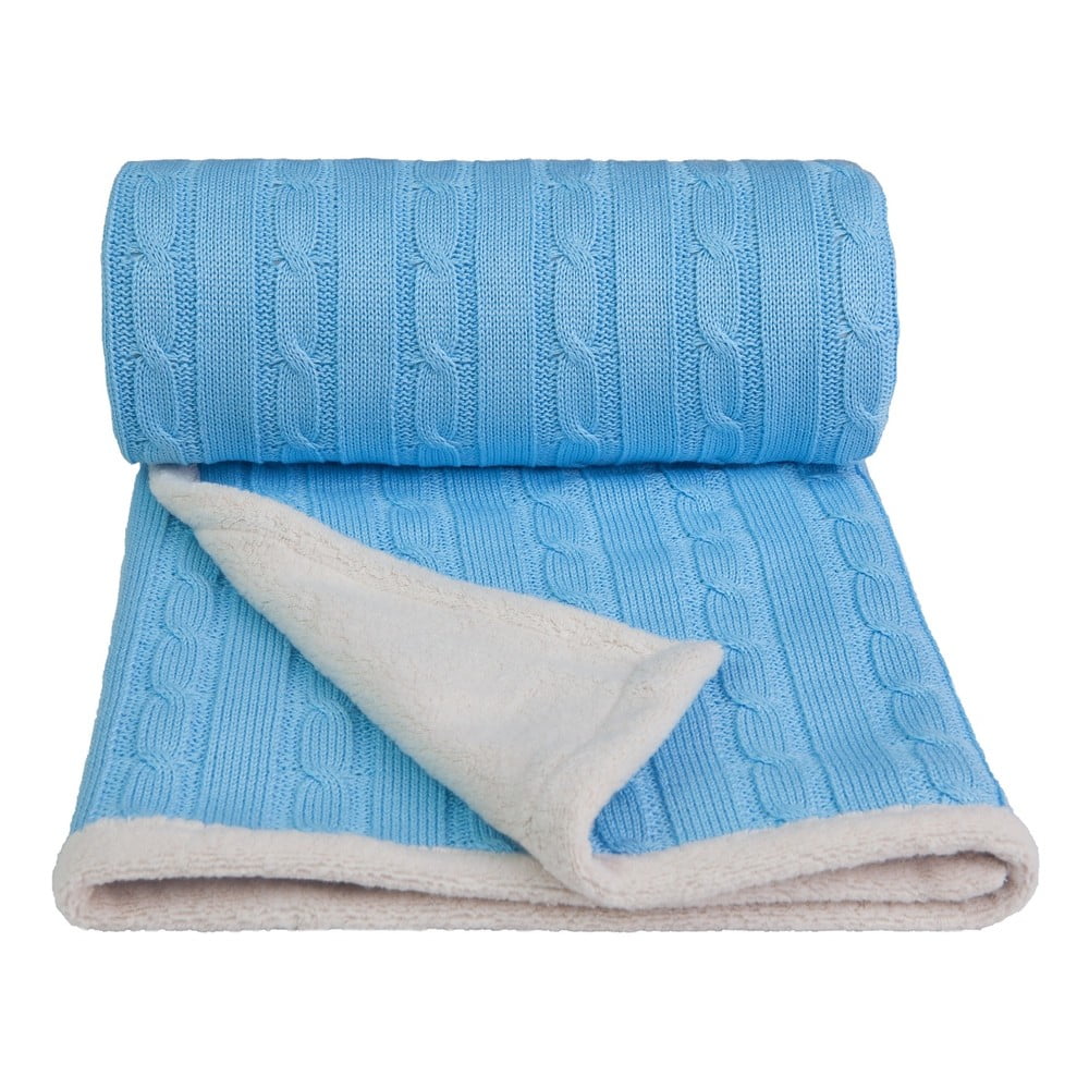 Pătură tricotată din amestec de bumbac pentru copii T-TOMI Winter, 80 x 100 cm, albastru bonami.ro imagine 2022