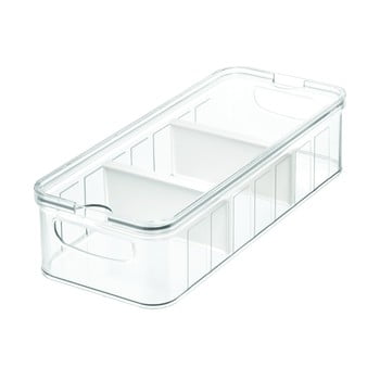 Cutie depozitare transparentă cu capac și 3 compartimente idesign, 38 x 16 cm