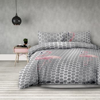 Lenjerie de pat din microfibră ameliahome flamingo light, 200 x 220 cm + 80 x 80 cm, gri