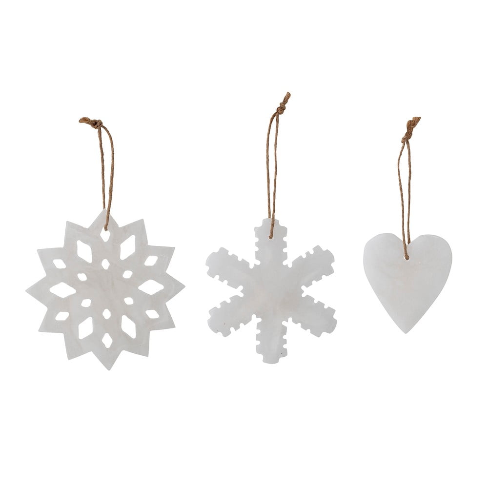 Set de 3 decorațiuni de Crăciun suspendate albe Bloomingville Otta albe pret redus