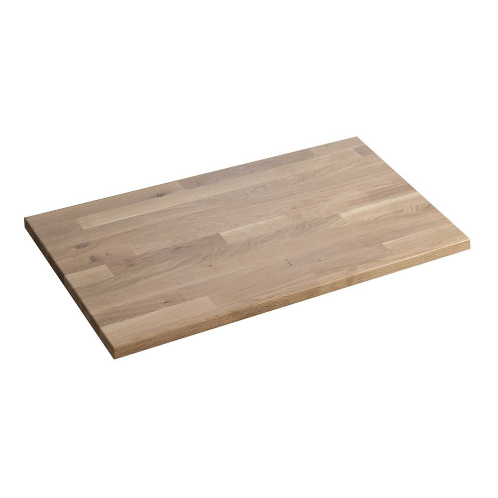 Blat sub chiuvetă în culoare naturală din lemn de stejar 80x36 cm Woody – Sapho