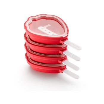 Set 4 forme din silicon pentru înghețată în formă de căpșune Lékué, roșu bonami.ro