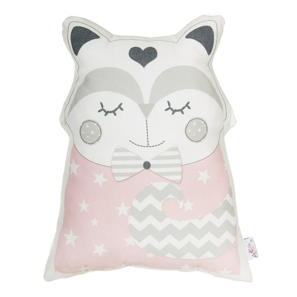 Pernă din amestec de bumbac pentru copii Mike & Co. NEW YORK Pillow Toy Smart Cat, 23 x 33 cm, roz bonami.ro