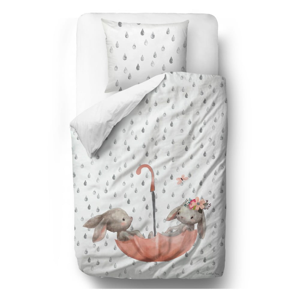 Lenjerie de pat din bumbac satinat pentru copii Mr. Little Fox Bunnie, 140 x 200 cm bonami.ro