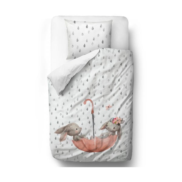 Lenjerie de pat din bumbac satinat pentru copii Mr. Little Fox Bunnie, 140 x 200 cm