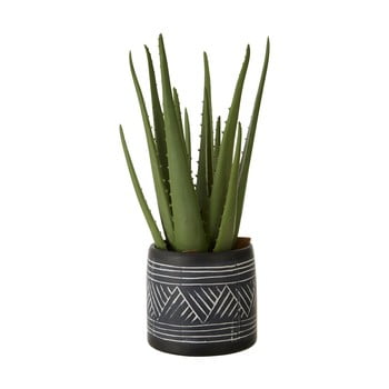 Aloe vera artificială în ghiveci din ceramică negru - alb premier housewares fiori