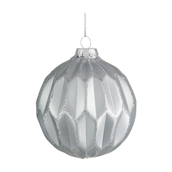 Set 6 globuri de Crăciun din sticlă J-Line Glitter, argintiu