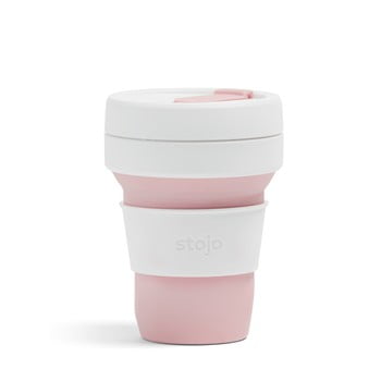 Cană pliabilă stojo pocket cup rose, 355 ml, alb - roz