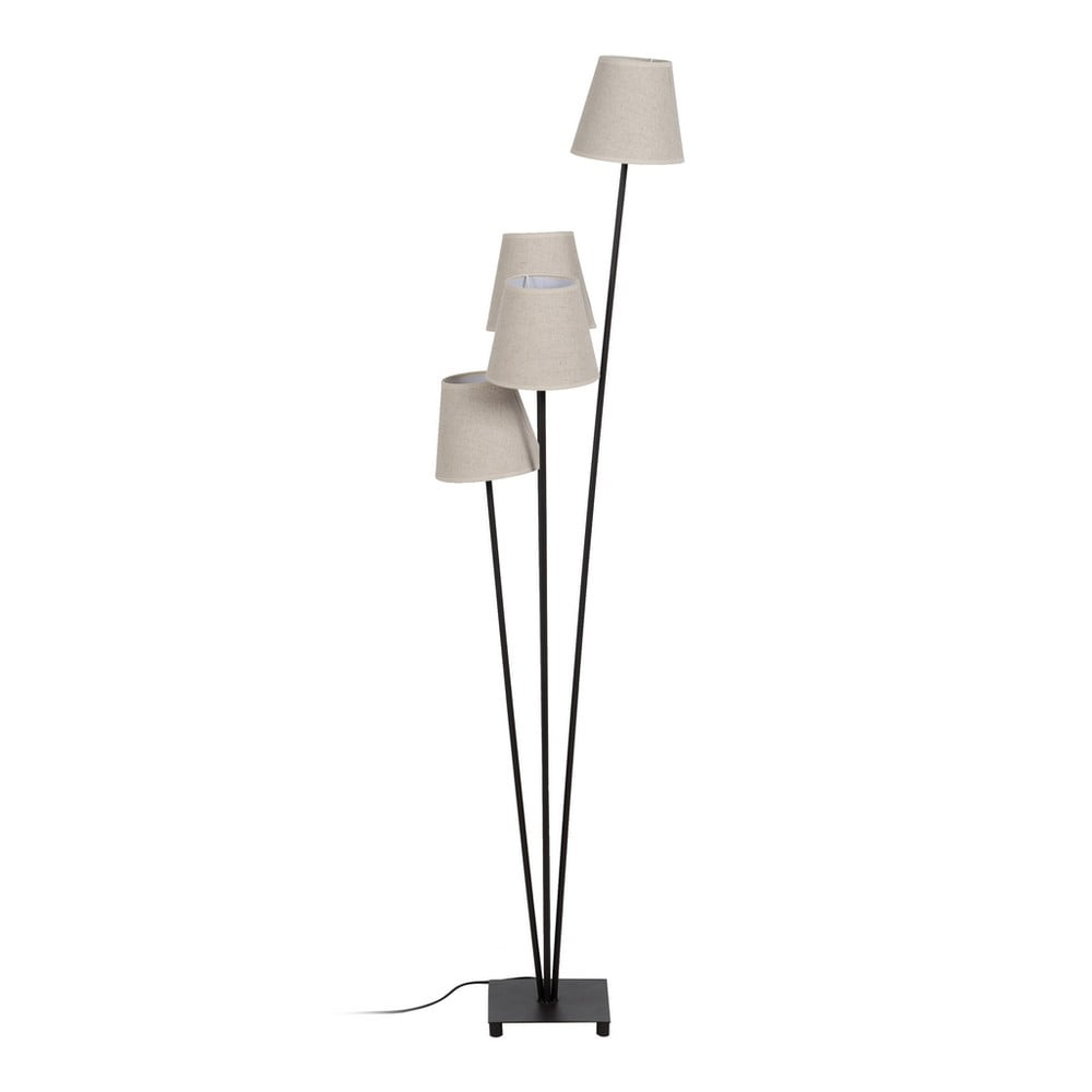 Lampadar negru/crem cu abajur textil (înălțime 144 cm) – Ixia