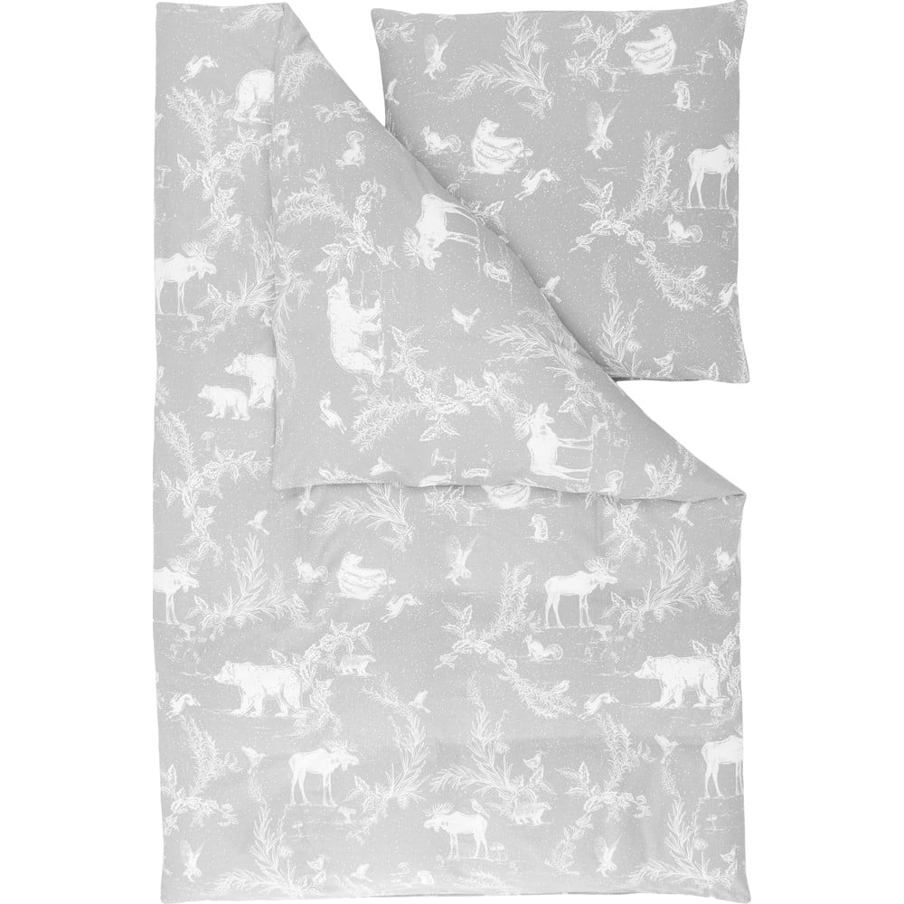 Lenjerie de pat din flanelă westwing collection animal toile, 135 x 200 cm, gri