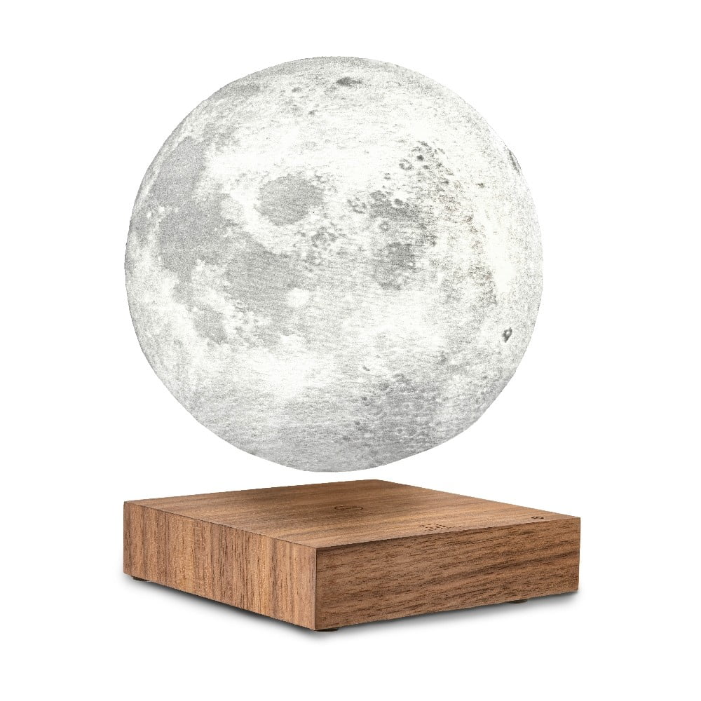 Veioza cu levitatie magnetica in forma de Luna Gingko Moon Walnut