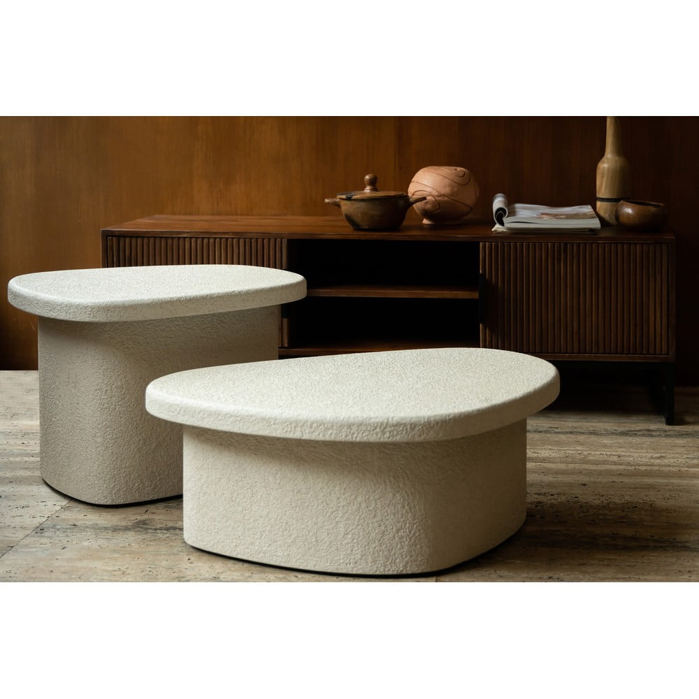 Măsuță de cafea bej cu aspect de marmură 49x74 cm Veda – Dutchbone