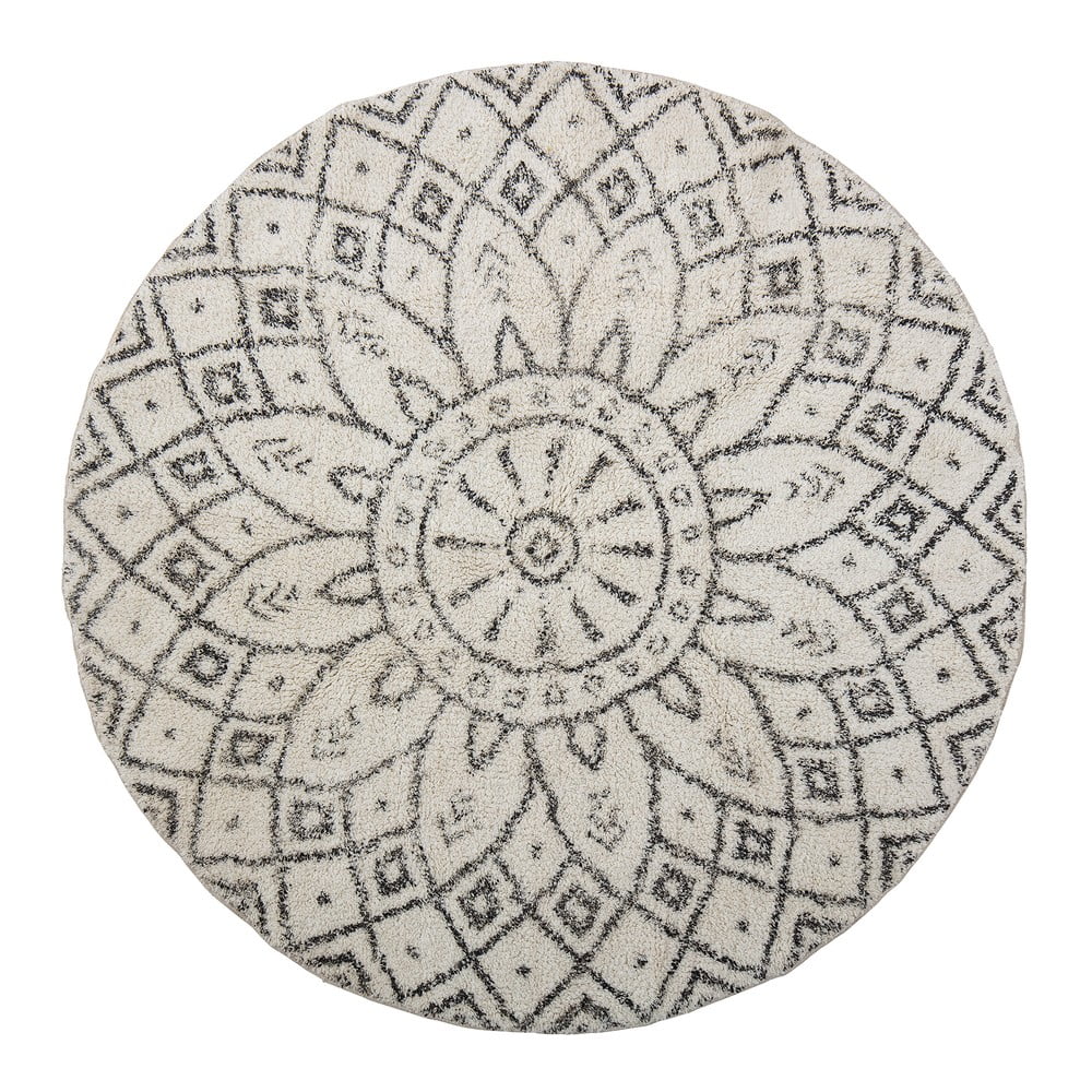 Covor alb-negru rotund din bumbac ø 120 cm Acton – Bloomingville