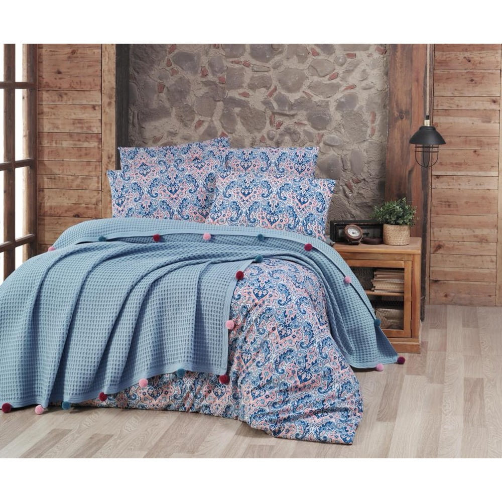Cuvertură albastru-deschis din bumbac pentru pat dublu 200×240 cm – Mila Home 200x240 imagine noua
