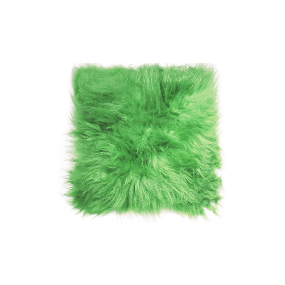 Pernă pentru scaun, din blană de miel cu fir lung Arctic Fur Saddo, 37 x 37 cm, verde