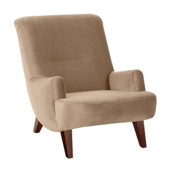 Fotoliu max winzer brandford suede bej, cu picioare maro