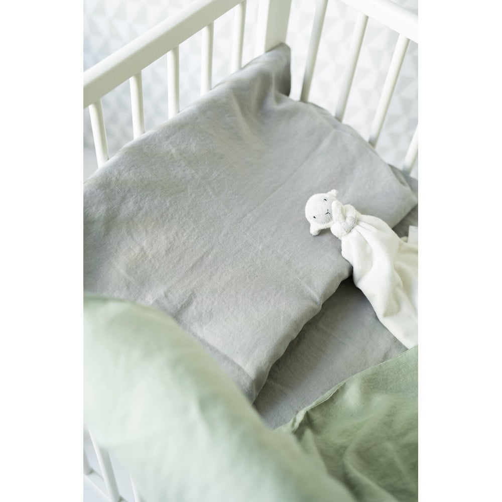 Lenjerie de pat din in pentru copii Linen Tales Nature, 70 x 100 cm, verde 100 imagine noua somnexpo.ro