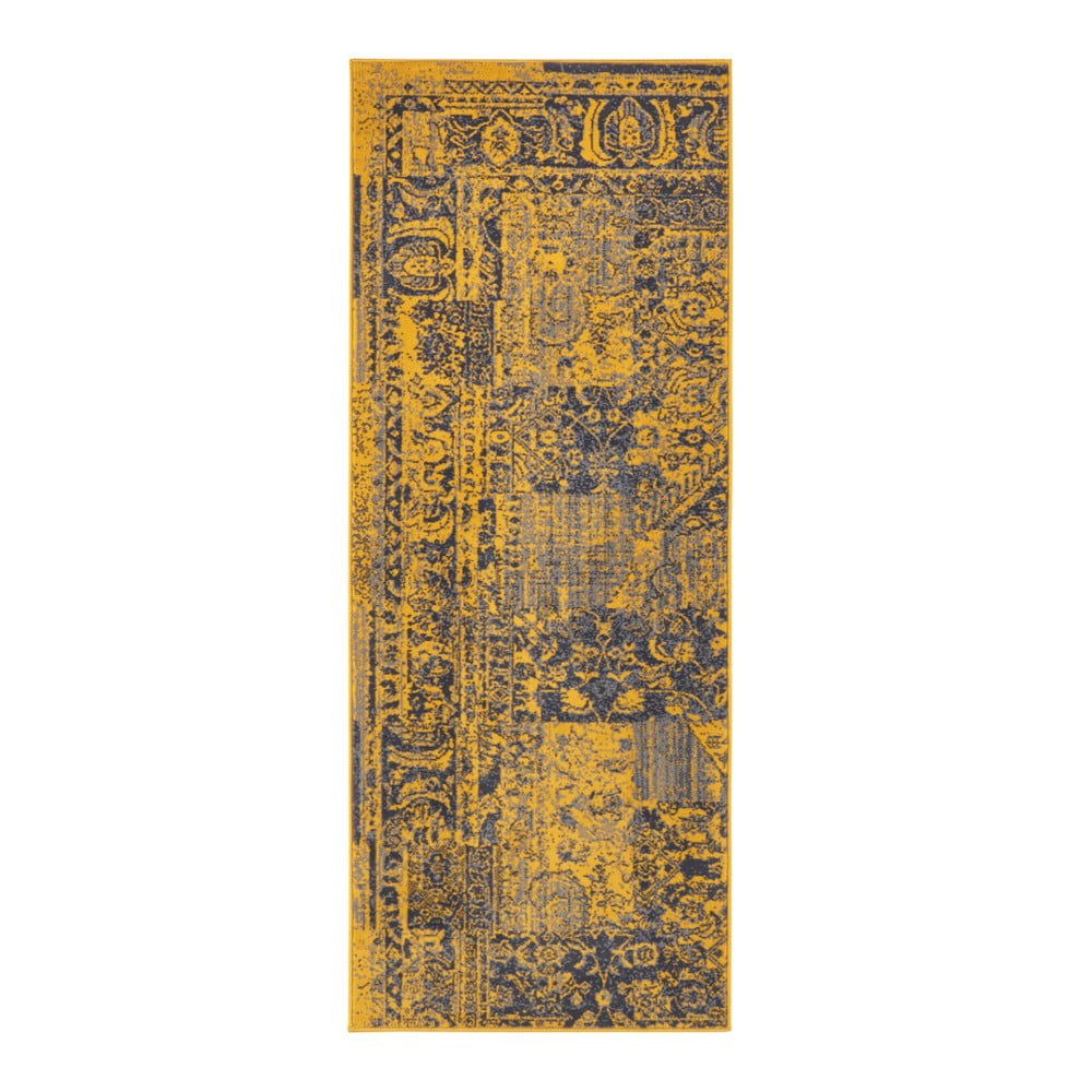 Covor tip traversă Hanse Home Celebration Plume, 80×250 cm, galben-gri 80x250 imagine noua