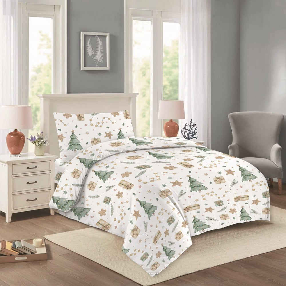 Lenjerie de pat albă din bumbac pentru pat de o persoană 140x200 cm Nela – Cotton House