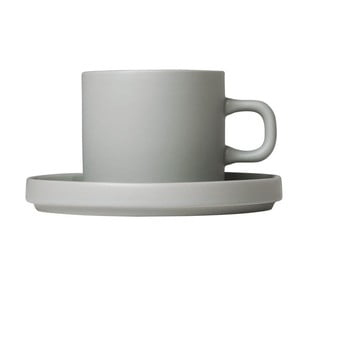 Set 2 căni cu farfurioară din ceramică blomus pilar, 200 ml, gri deschis
