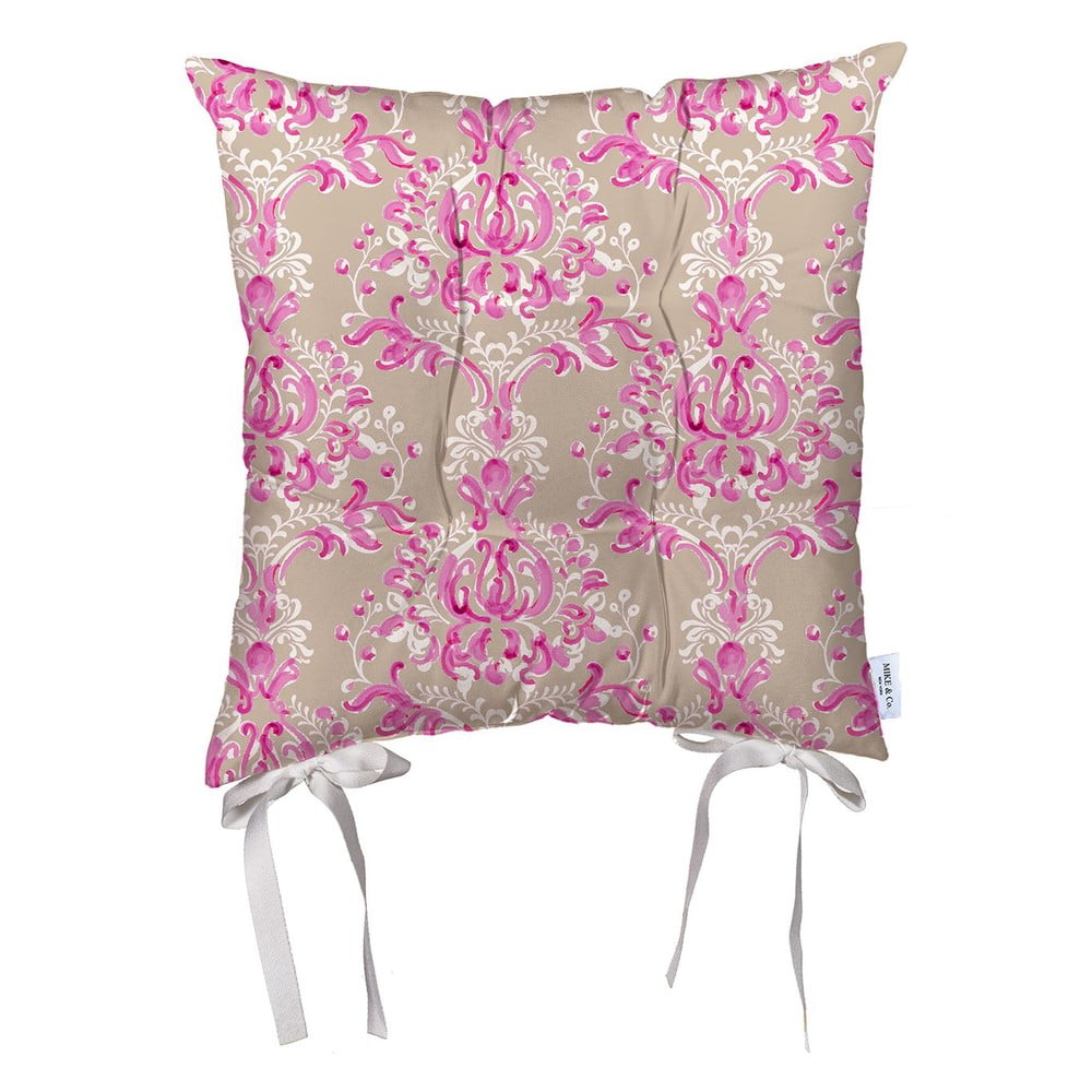 Perna din microfibra pentru scaun Mike & Co. NEW YORK Butterflies Pattern, 36 x 36 cm, bej-roz