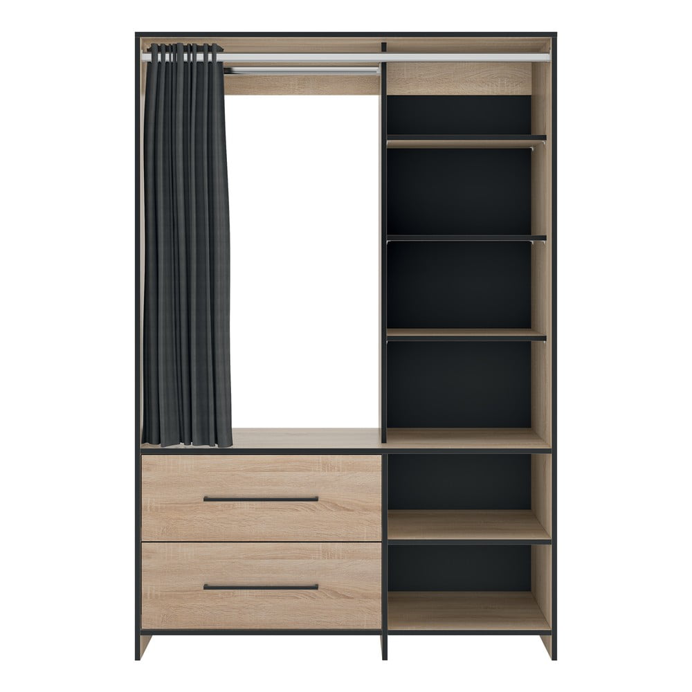 Dulap negru cu aspect de stejar 122x182 cm Jungo - TemaHome France