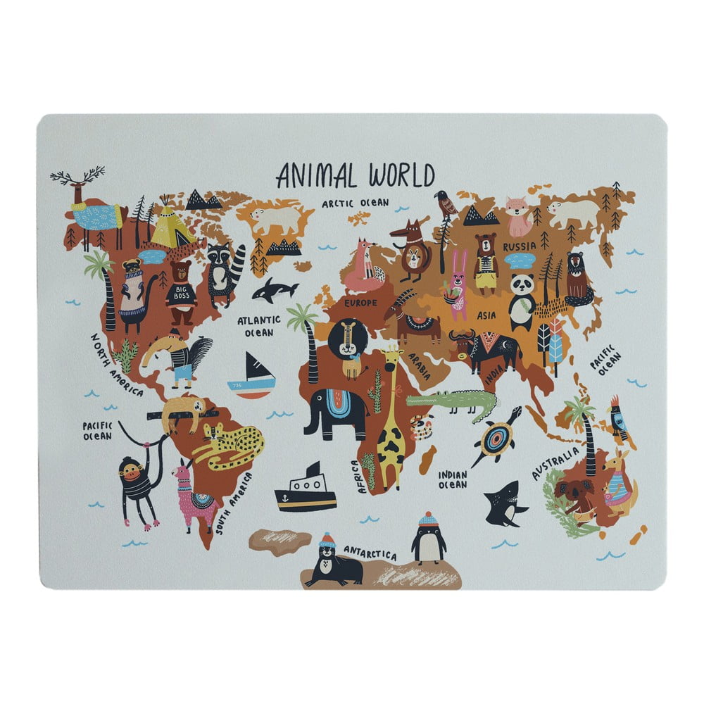 Suport de farfurie Really Nice Things Animals Worldmap, 55 x 35 cm Animals