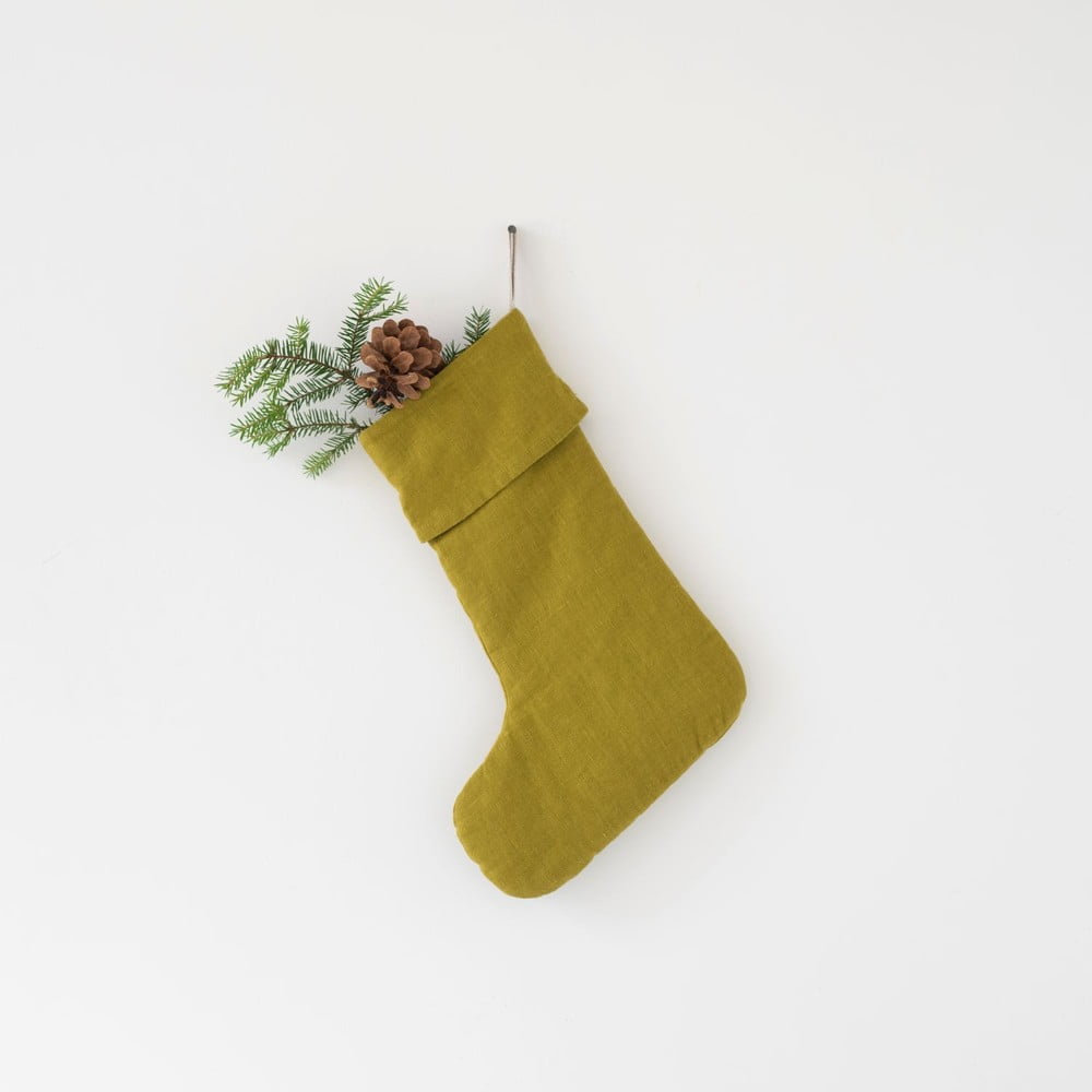 Decorațiune din in pentru Crăciun Linen Tales Christmas Stocking, verde bonami.ro imagine 2022