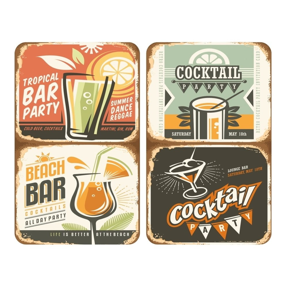 Set 2 suporturi din sticlă pentru protecția aragazului Wenko Cocktail, 52 x 30 cm