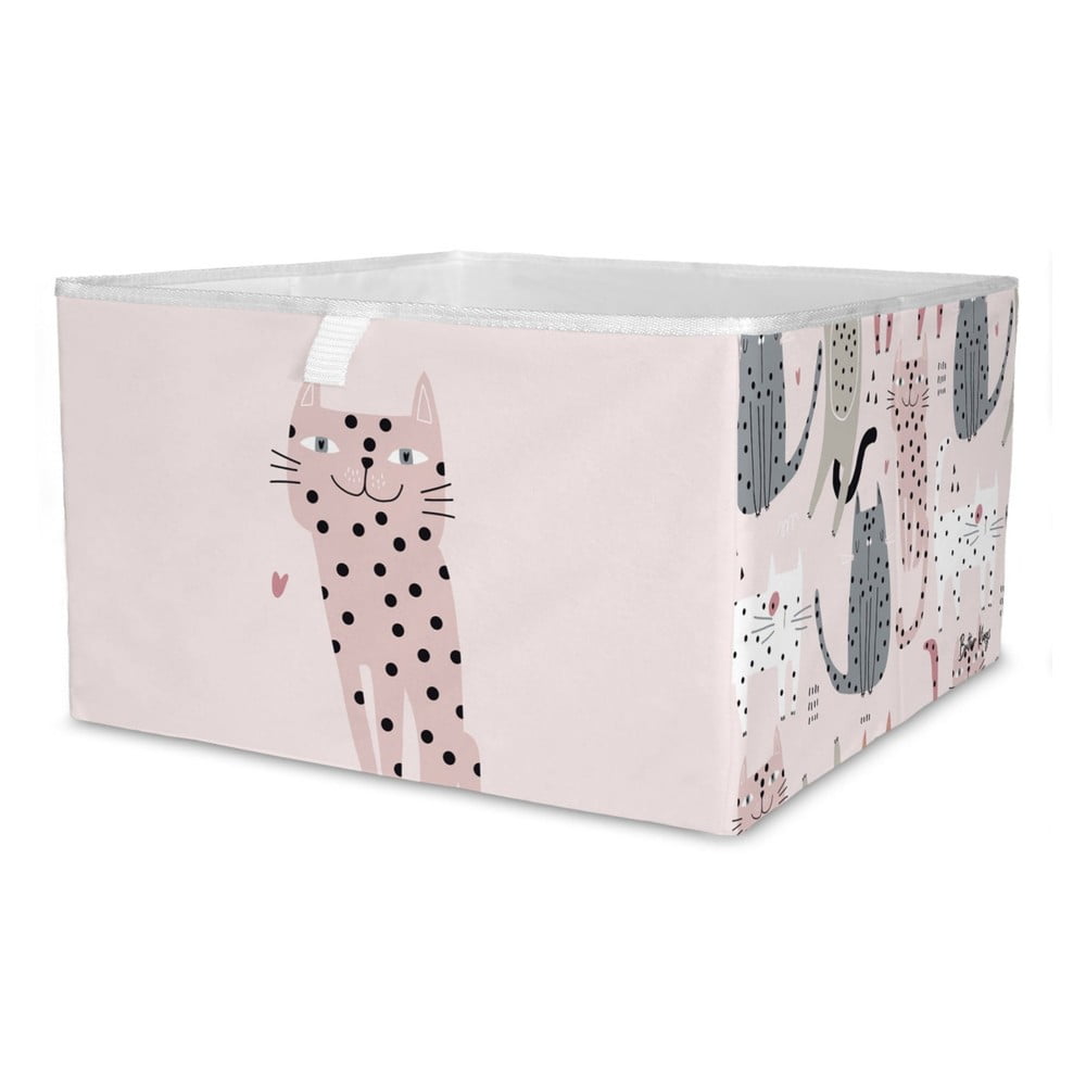 Organizator de jucării pentru copii roz deschis din material textil 32x32x20 cm Meow Meow – Butter Kings