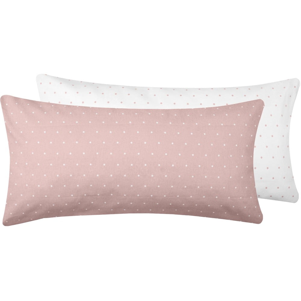 Set de 2 fețe de pernă decorative din flanelă fovere betty, 40 x 80 cm, alb-roz
