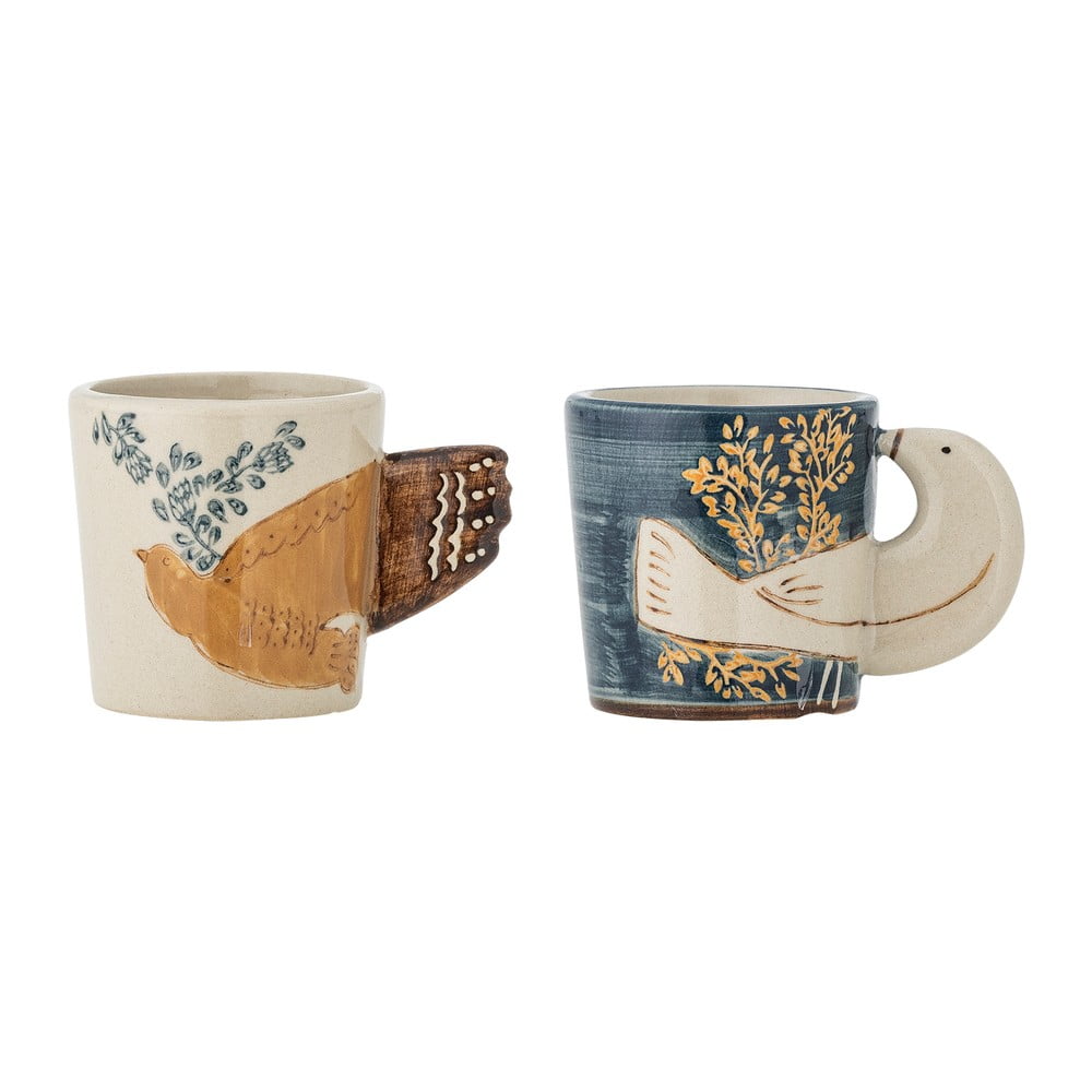 Cești albastre-crem 2 buc. pentru espresso din gresie 55 ml Hezha – Bloomingville