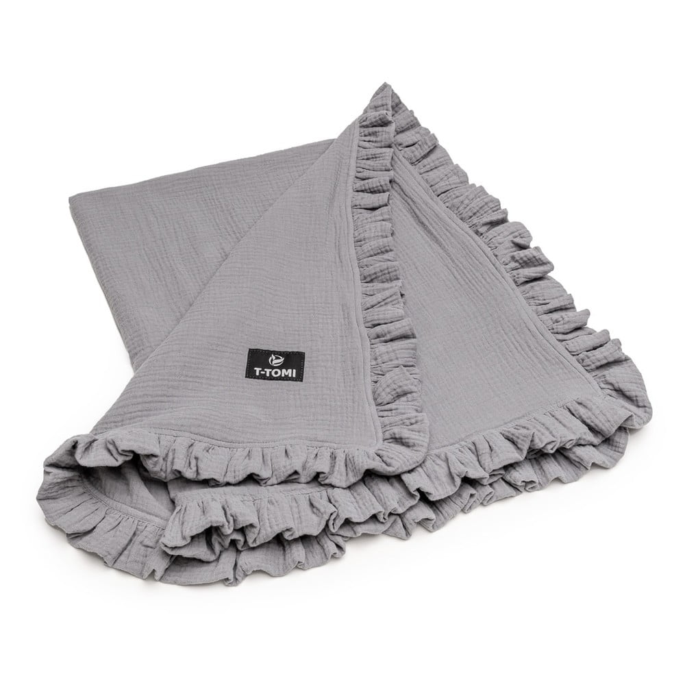 Pătură pentru copii gri din muselină 80x100 cm – t-tomi
