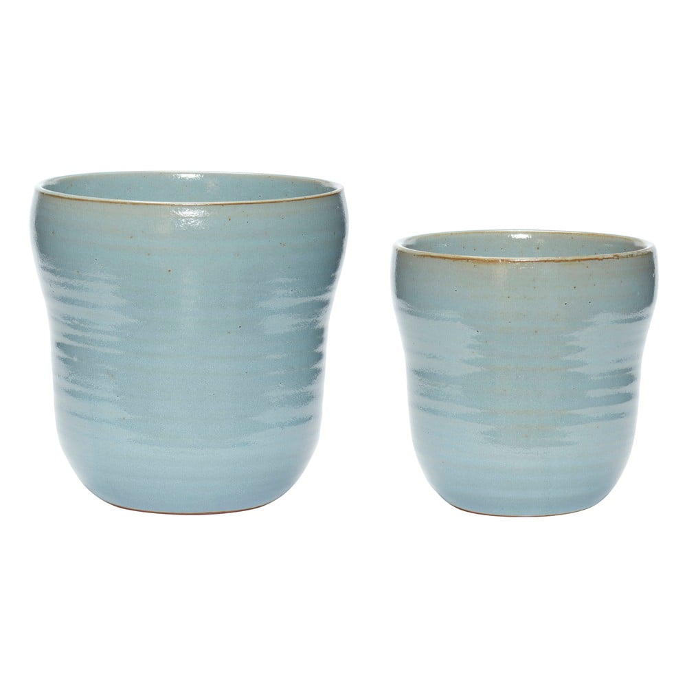 Set 2 ghivece din ceramică Hübsch Tina, albastru bonami.ro imagine 2022