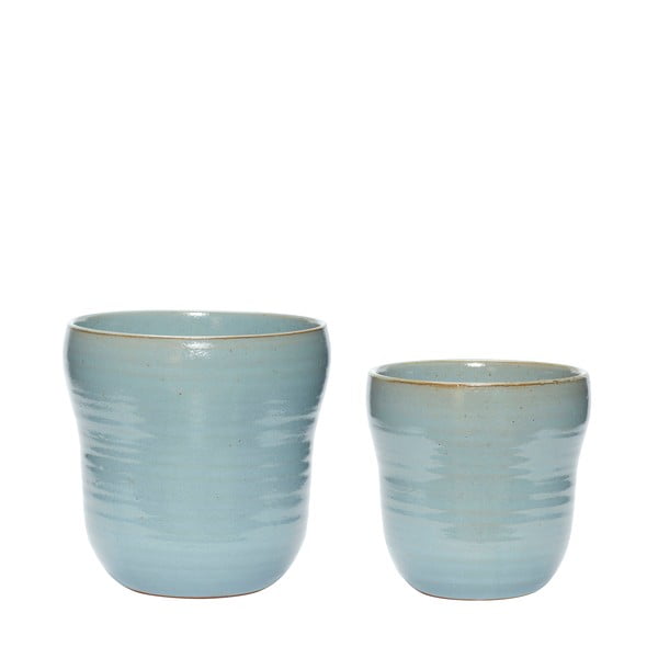 Set 2 ghivece din ceramică Hübsch Tina, albastru