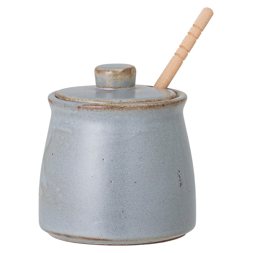 Poza Borcan de miere din gresie ceramica cu lingura Bloomingville Masami, 350 ml, albastru