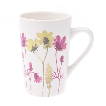 Cană din poțelan cu motive florale dakls, volum 0,4 l, alb