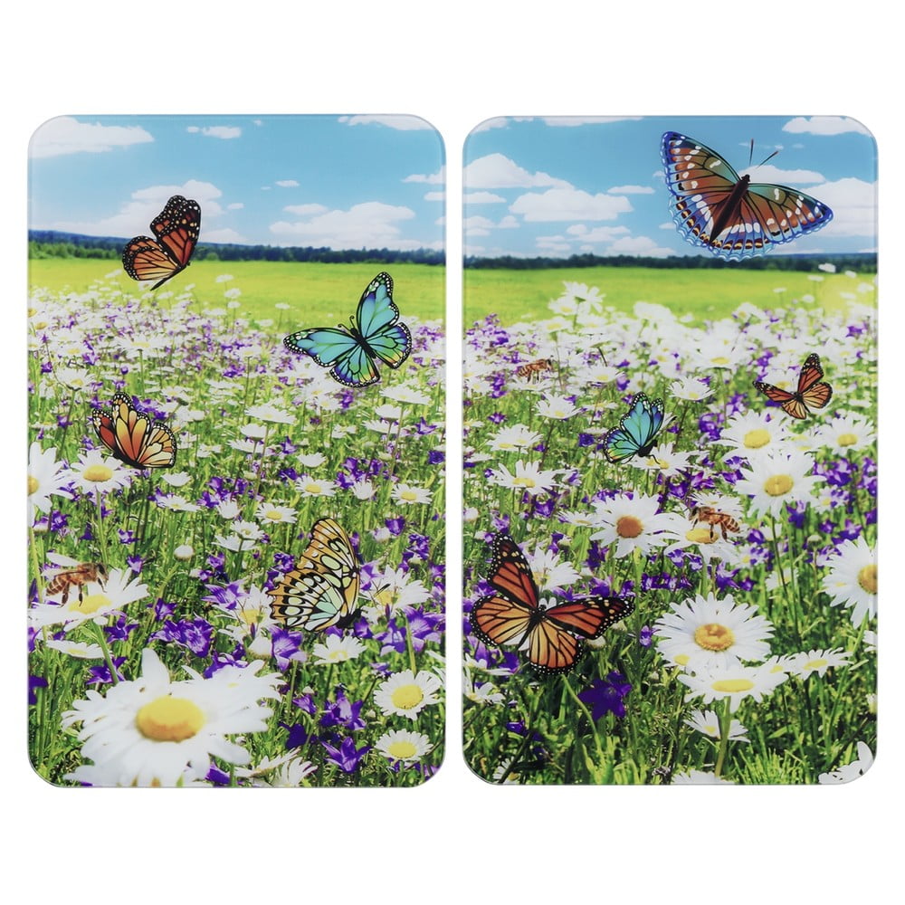 Protecții de aragaz 2 buc. din sticlă temperată 52x30 cm Summer Meadow – Maximex