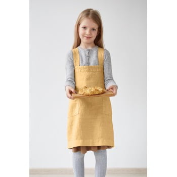 Șorț din in pentru copii linen tales pinafore, 60 x 34 cm, galben